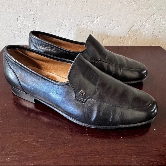 Bruno Magli Darcy Loafers Black Leather Hand Made in Italy
